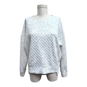 Stoic quilted popcorn knit pullover, size small, long sleeve crewneck sweatshirt
